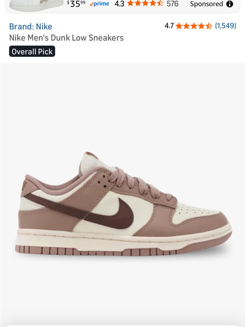 Nike Women's Low-Top Sneakers in Dusty Pink and White - Picture 5 of 7